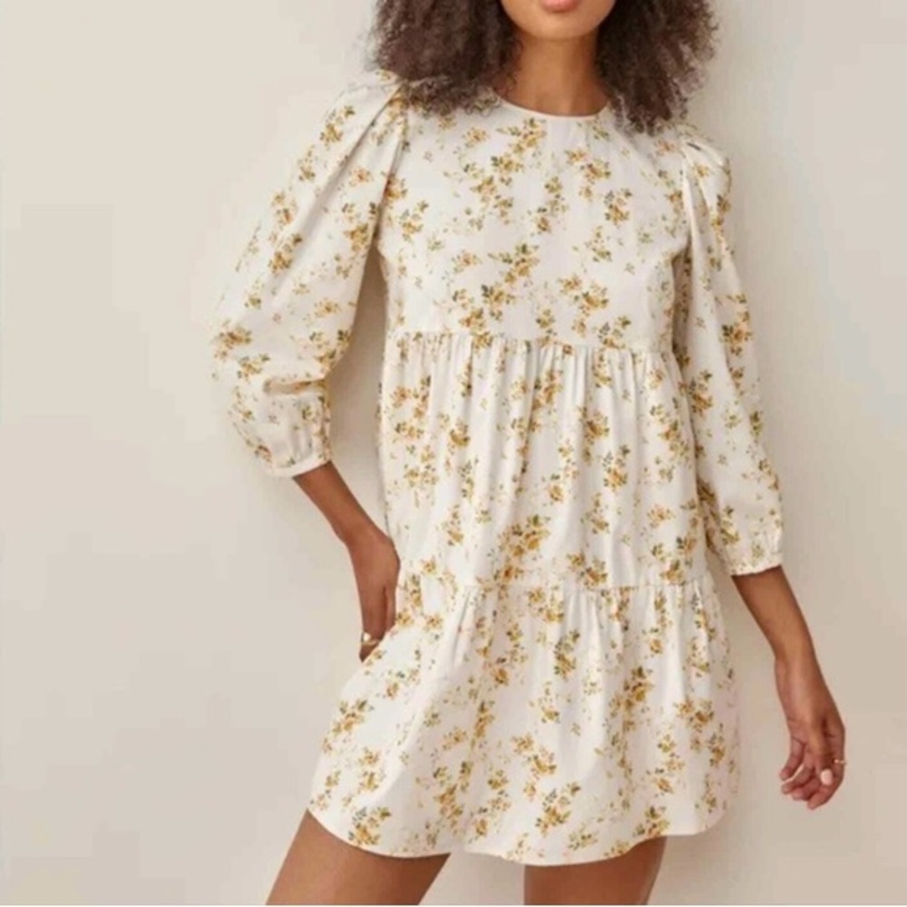 Reformation Beckett floral-print organic cotton-blend mini dress